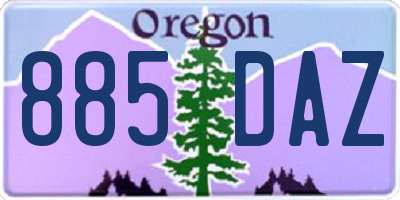OR license plate 885DAZ