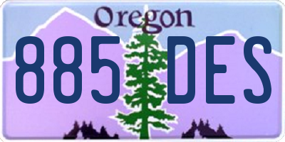 OR license plate 885DES
