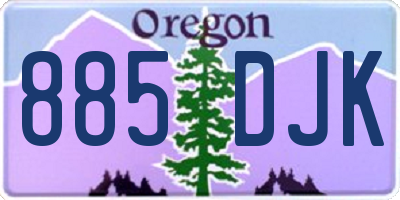 OR license plate 885DJK