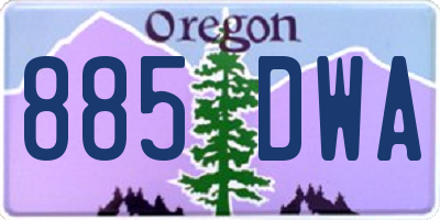 OR license plate 885DWA