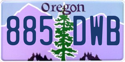 OR license plate 885DWB