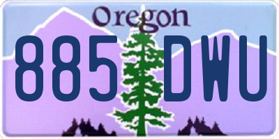 OR license plate 885DWU