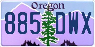 OR license plate 885DWX