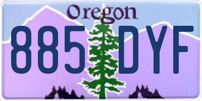 OR license plate 885DYF