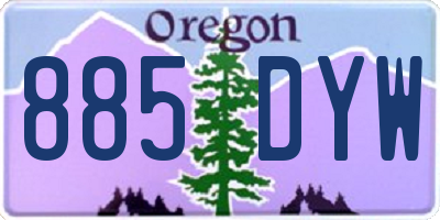 OR license plate 885DYW