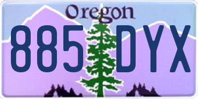 OR license plate 885DYX