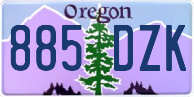 OR license plate 885DZK
