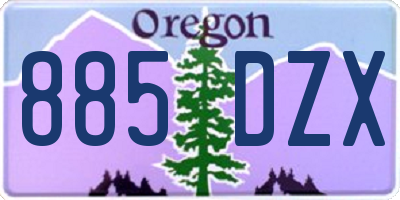 OR license plate 885DZX