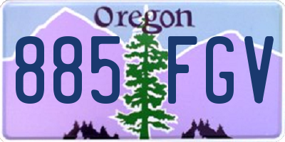 OR license plate 885FGV