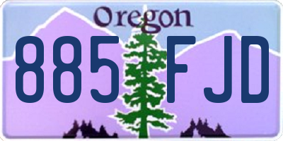 OR license plate 885FJD