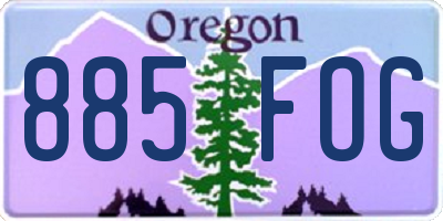 OR license plate 885FOG