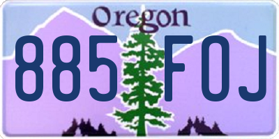 OR license plate 885FOJ