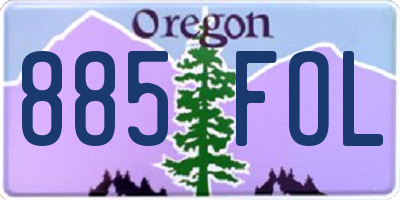OR license plate 885FOL