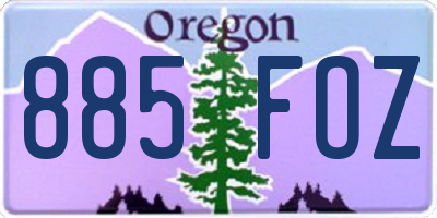 OR license plate 885FOZ