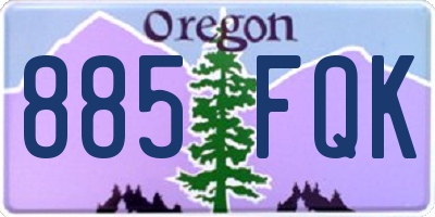 OR license plate 885FQK