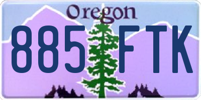 OR license plate 885FTK