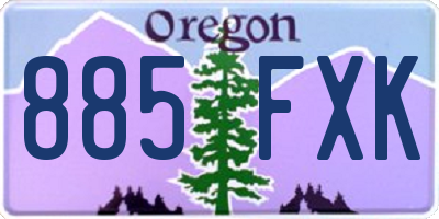 OR license plate 885FXK