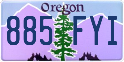 OR license plate 885FYI