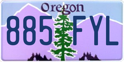 OR license plate 885FYL