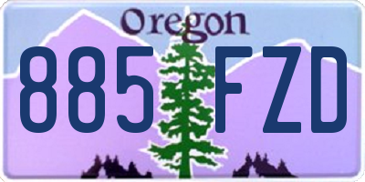 OR license plate 885FZD