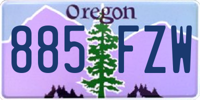 OR license plate 885FZW