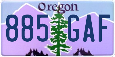 OR license plate 885GAF