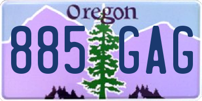 OR license plate 885GAG