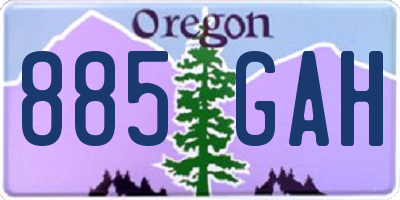 OR license plate 885GAH