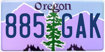 OR license plate 885GAK