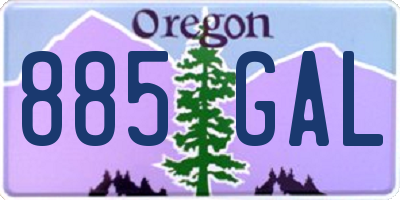 OR license plate 885GAL