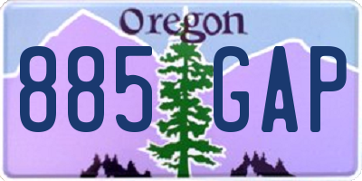 OR license plate 885GAP