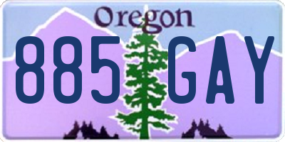 OR license plate 885GAY