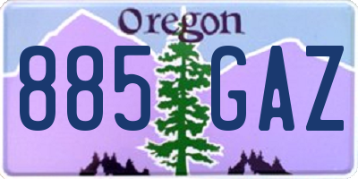 OR license plate 885GAZ