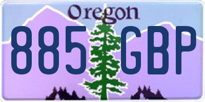 OR license plate 885GBP