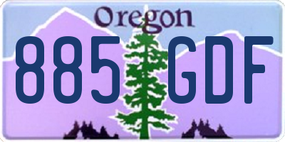 OR license plate 885GDF