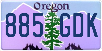 OR license plate 885GDK