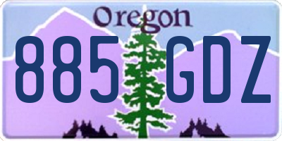 OR license plate 885GDZ