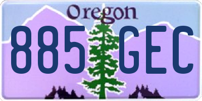 OR license plate 885GEC