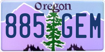 OR license plate 885GEM