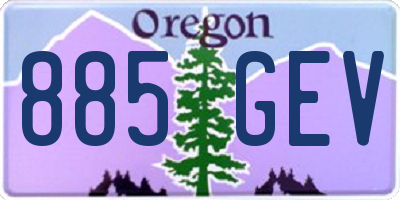 OR license plate 885GEV