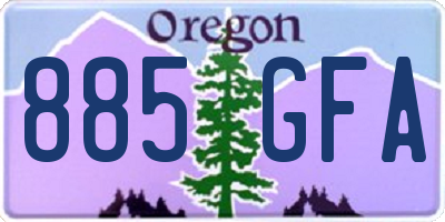 OR license plate 885GFA