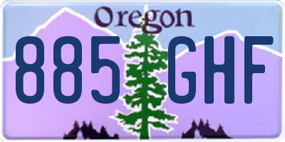 OR license plate 885GHF