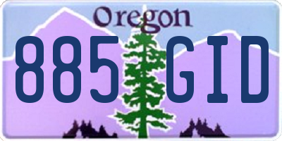 OR license plate 885GID