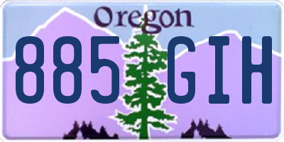 OR license plate 885GIH