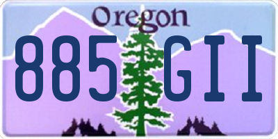 OR license plate 885GII