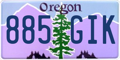OR license plate 885GIK