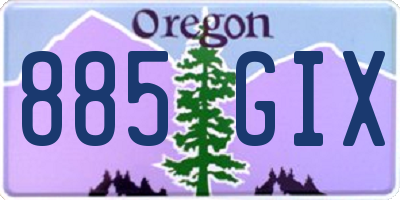 OR license plate 885GIX