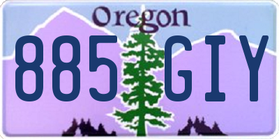 OR license plate 885GIY