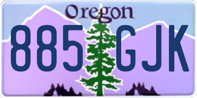 OR license plate 885GJK