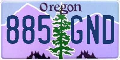 OR license plate 885GND
